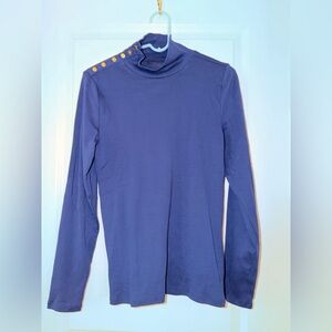 J. Crew Navy Top with Gold Buttons